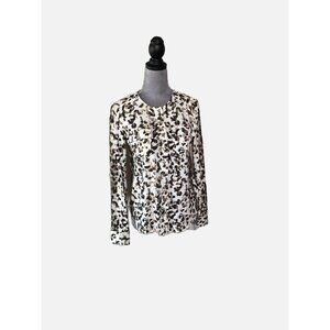 Worth New York Women Leopard Print Button Front Long Sleeve Top Size XL. Pre-Own